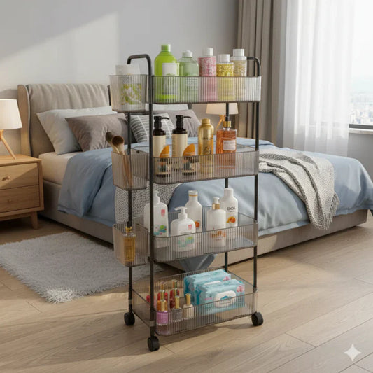 4-Tier Acrylic Rolling Trolley – Limon